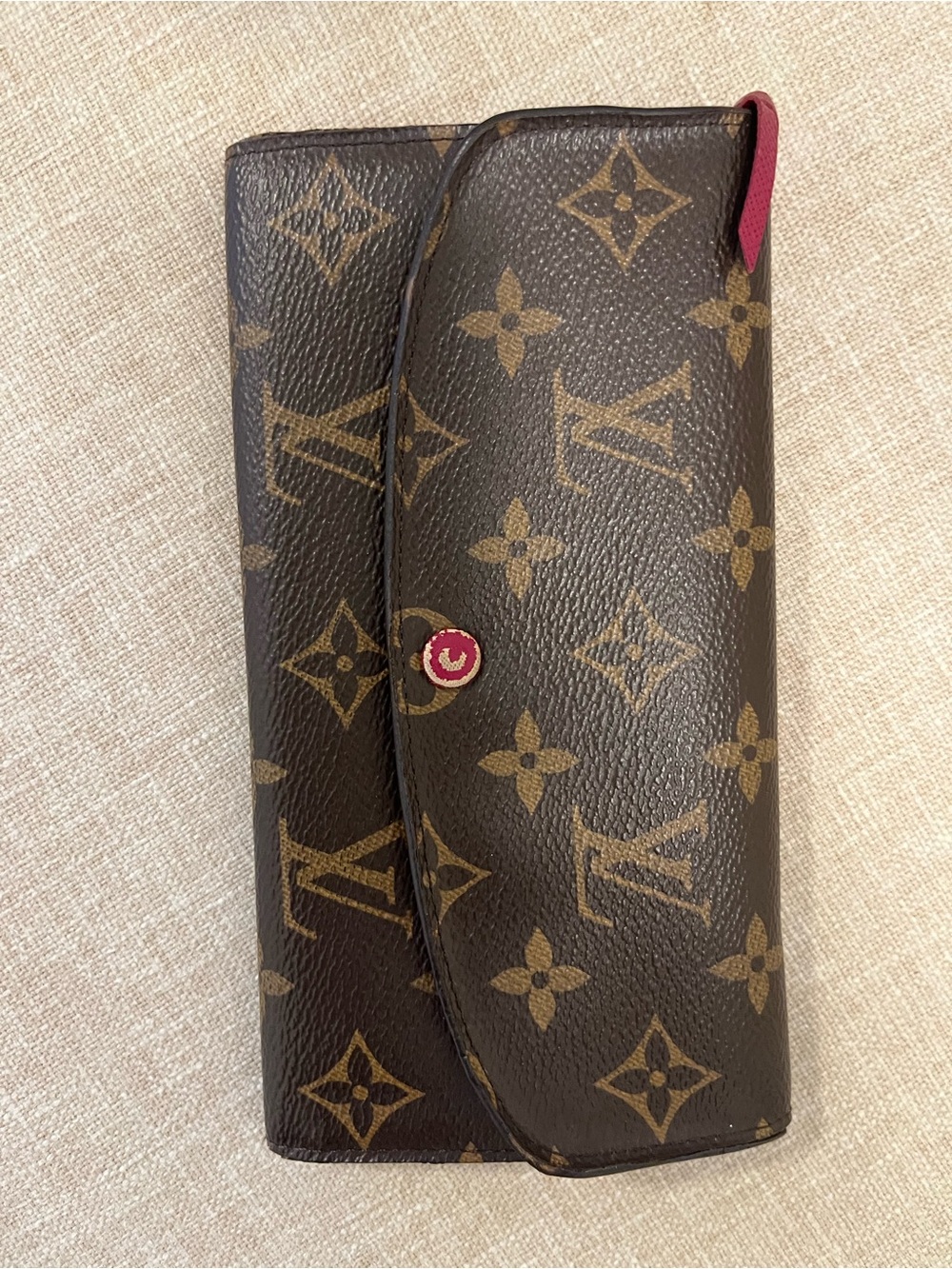 Louis Vuitton Monogram Continental Wallet with Pink Accent